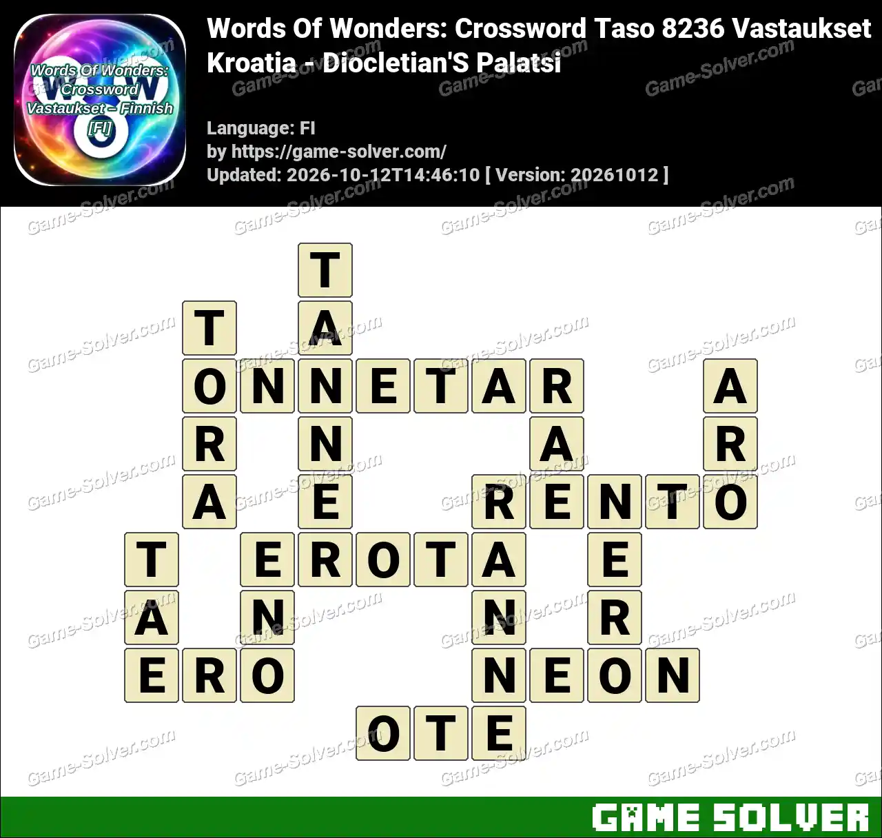 Words Of Wonders: Crossword Taso 8236 Vastaukset – Kroatia – Diocletian’S Palatsi